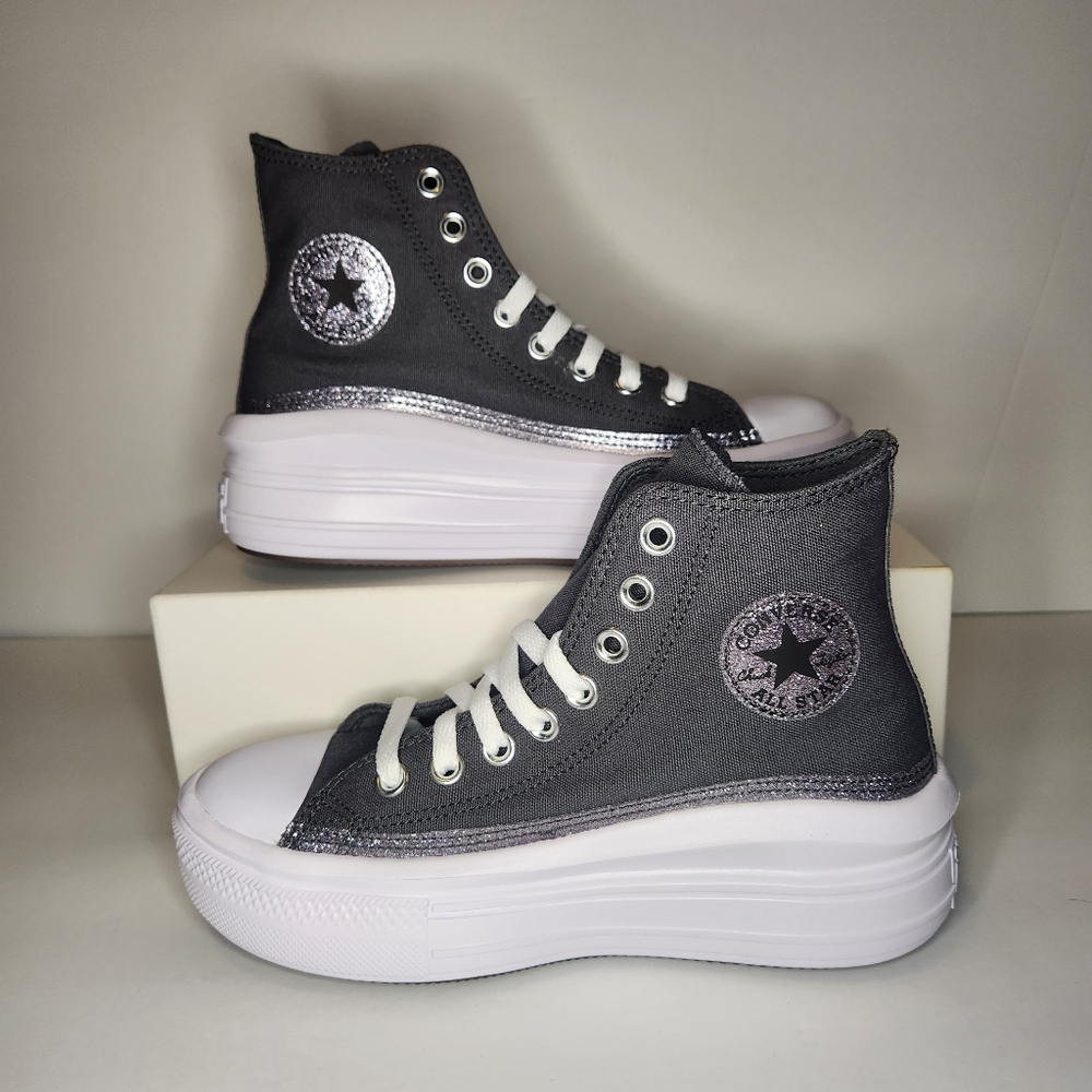 Grey sparkle hi top move converse